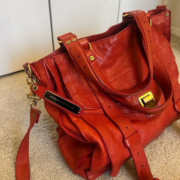 Proenza Schouler Red Leather Large PS1 Satchel Bag - Picture 2 of 7